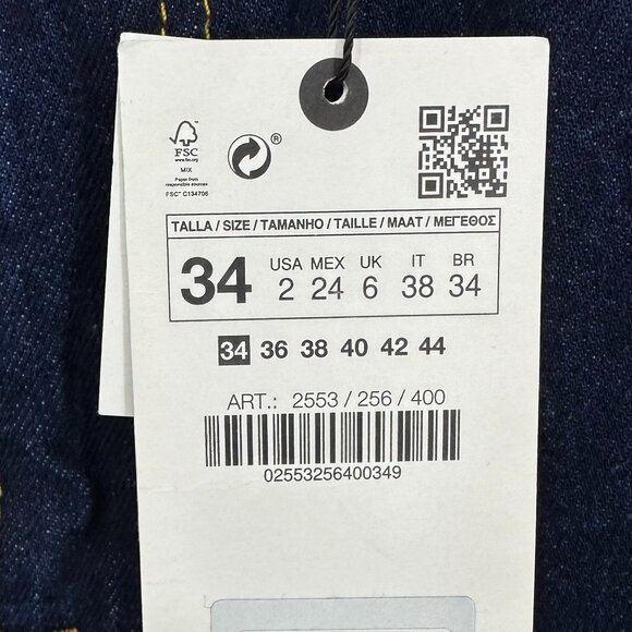 Zara Cropped 90s Jeans 2 High Rise Waist Raw Frayed Hem Dark Wash Blue Denim NEW - Picture 6 of 12